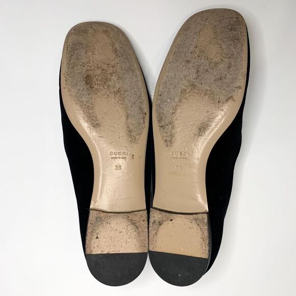 Gucci Softy Velvet Crystal G Flats EU 38 US 8 Black Moccasin GG Embellished - Picture 8 of 10